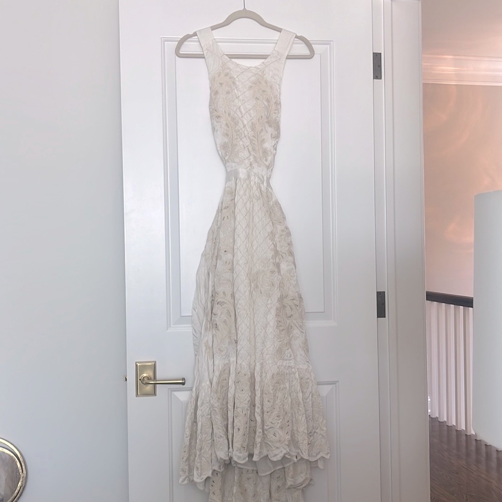 Lydia Millen (Karen Millen) Petite Ivory Mirrored Cutwork Midi